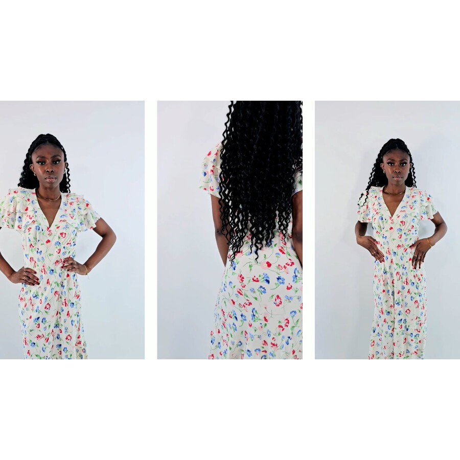 Polo Ralph Lauren Floral Print Silk Crepe A-Line Dress, Size