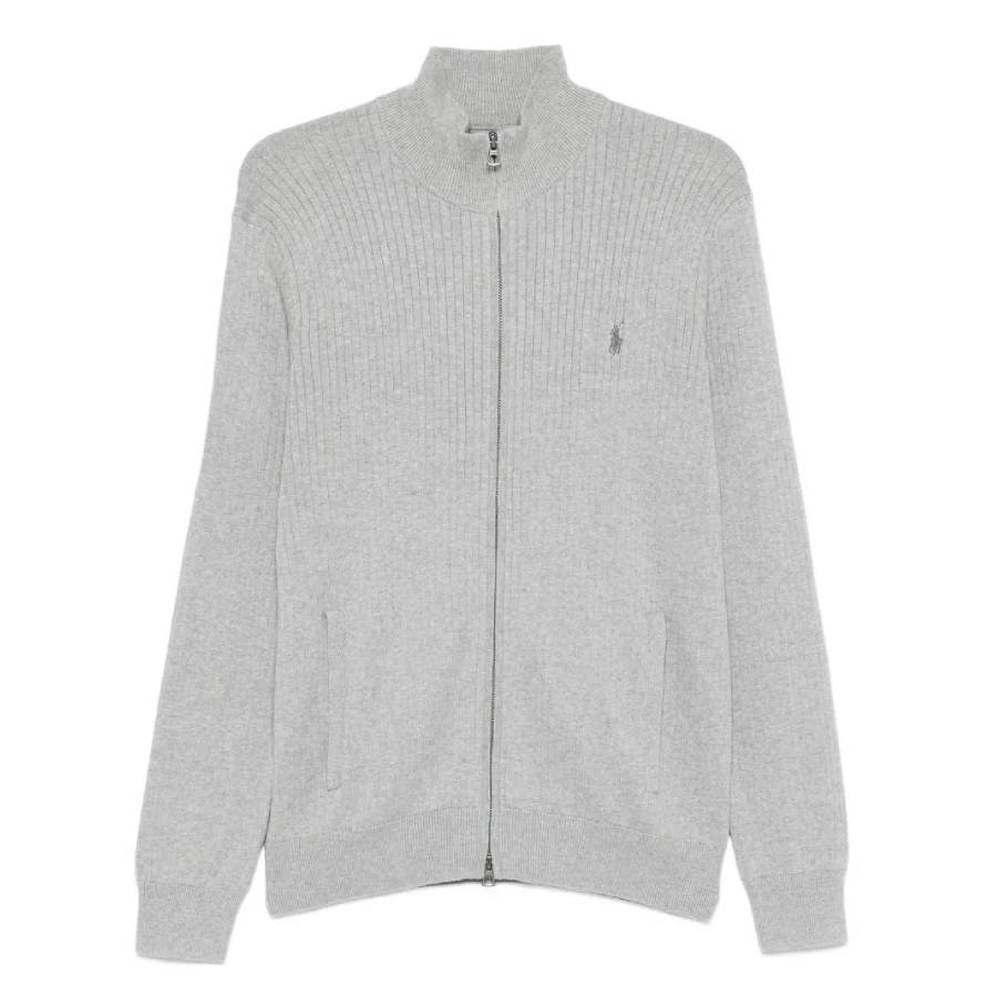 Polo Ralph Lauren Full-zip Cotton Cardigan In Gray
