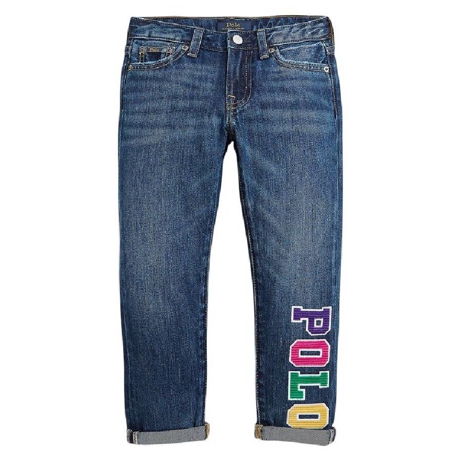 Girls Astor Slim Logo Print Jeans