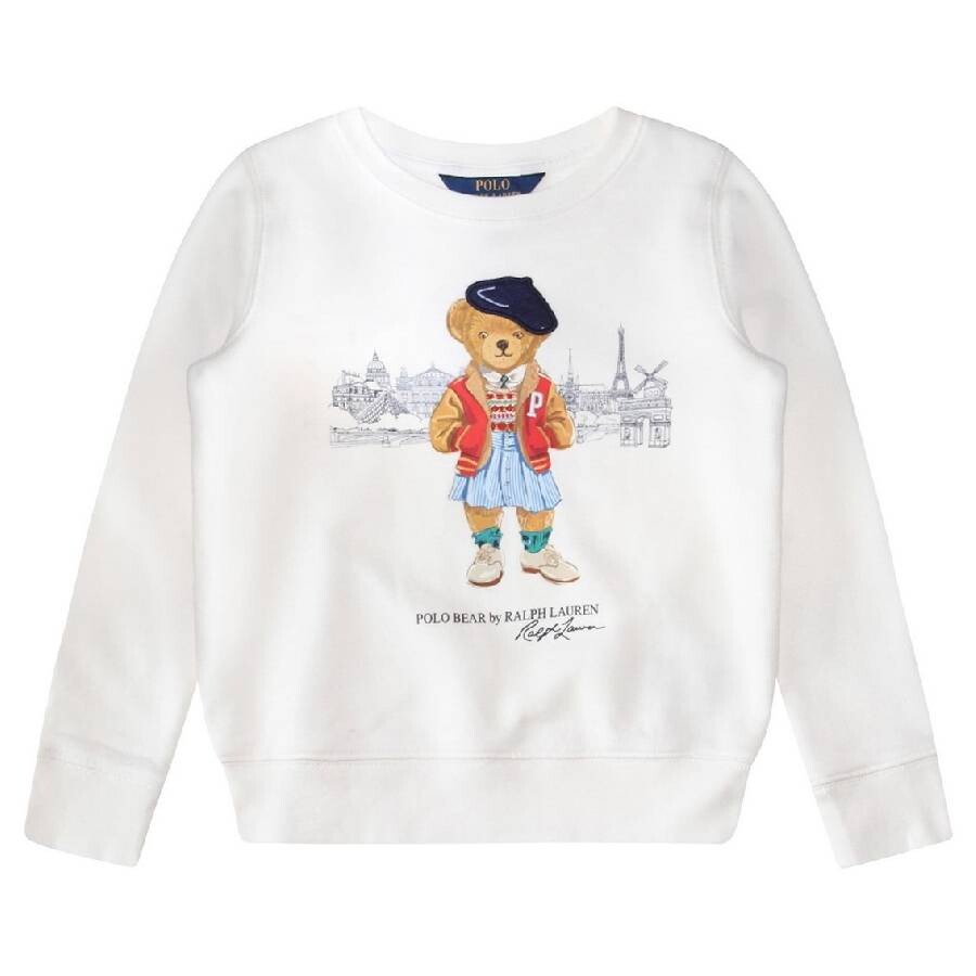 Girls Bear-Print Long Sleeve Sweatshirt