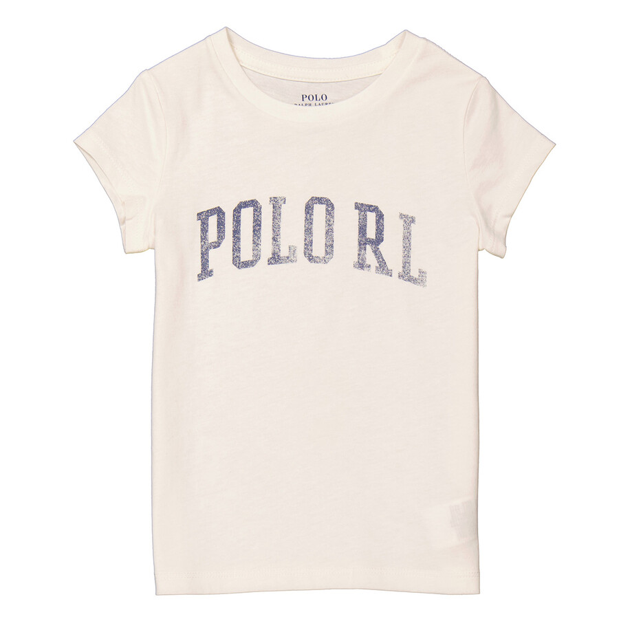 Polo Ralph Lauren Girls Deckwash White Graphic Cotton T-shirt In White