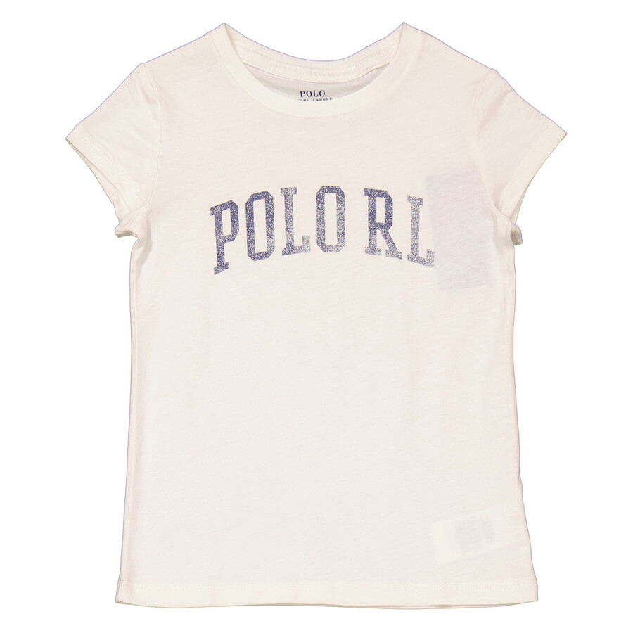 Polo Ralph Lauren Girls Deckwash White Graphic Cotton T-shirt In White