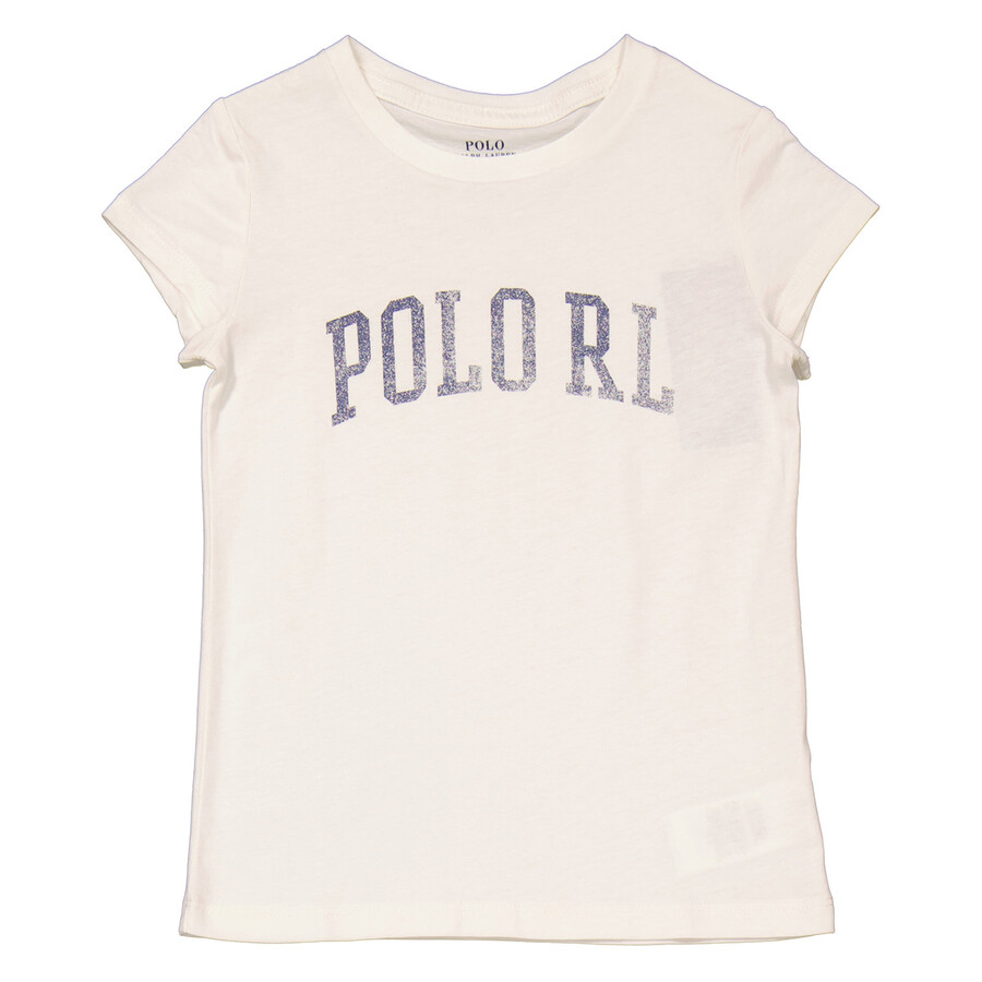 Shop Polo Ralph Lauren Girls Deckwash White Graphic Cotton T-shirt