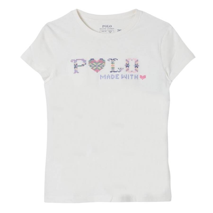 Polo Ralph Lauren Girls Embroidered Logo Crew Neck T-shirt In White