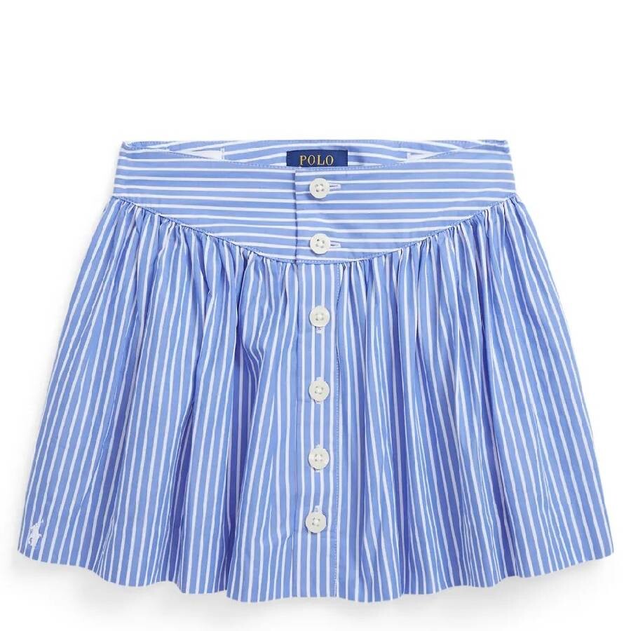 Girls Embroidered Logo Striped Pattern Skirt