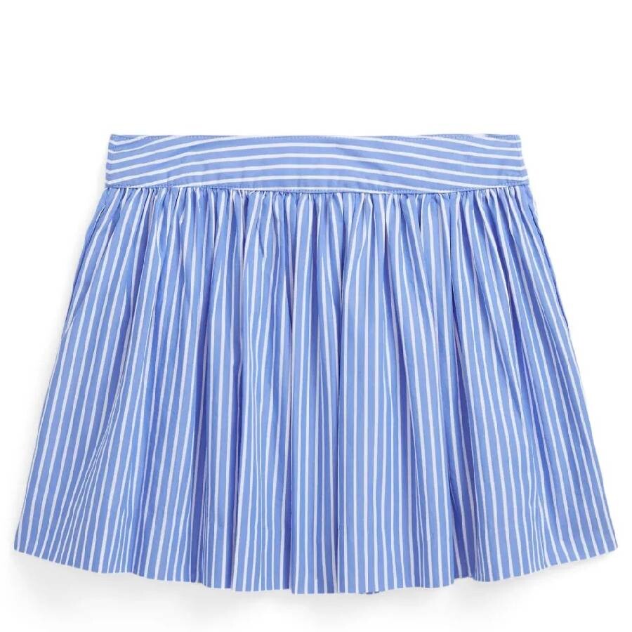 Polo Ralph Lauren Girls Embroidered Logo Striped Pattern Skirt In Blue