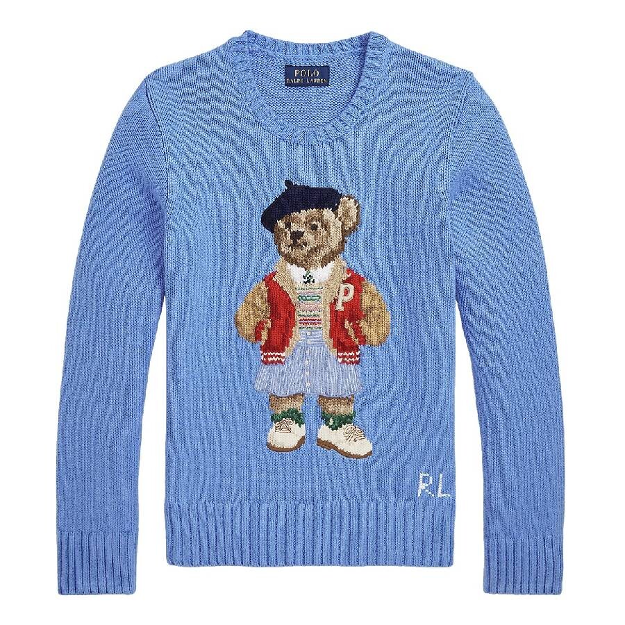 Girls Embroidred Bear Long Sleeve Sweater