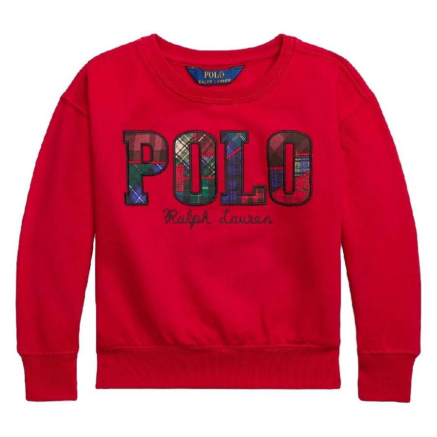 Polo Ralph Lauren Girls Logo Crew Neck Cotton Sweatshirt In Red