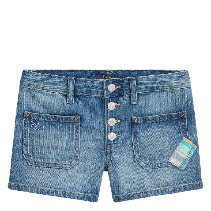 Girls Patch Cotton Denim Shorts