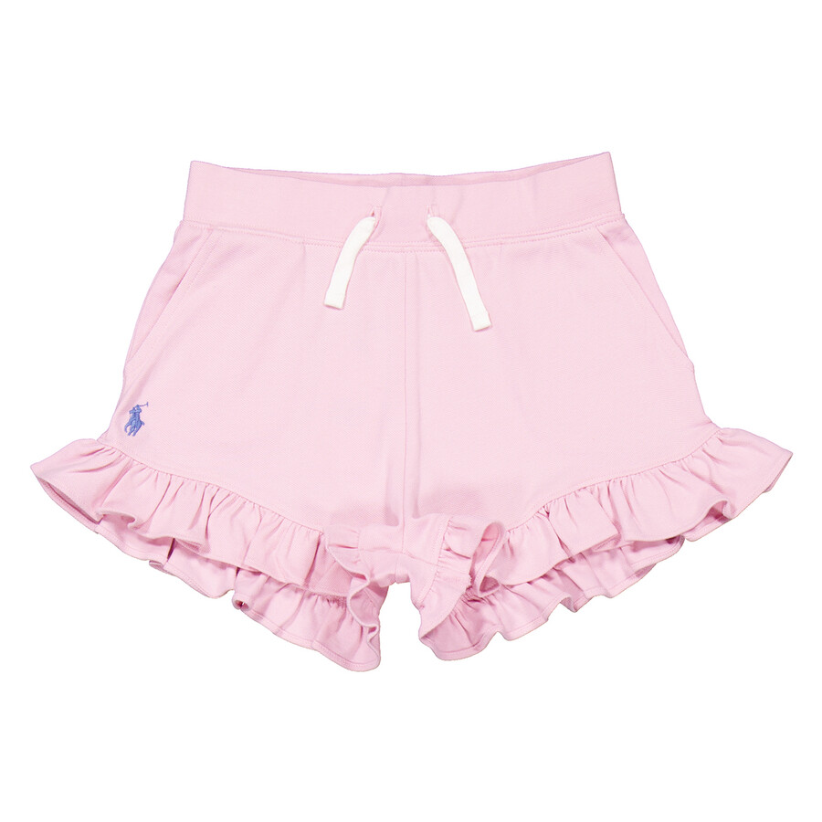 Girls Ruffled Stretch Mesh Shorts