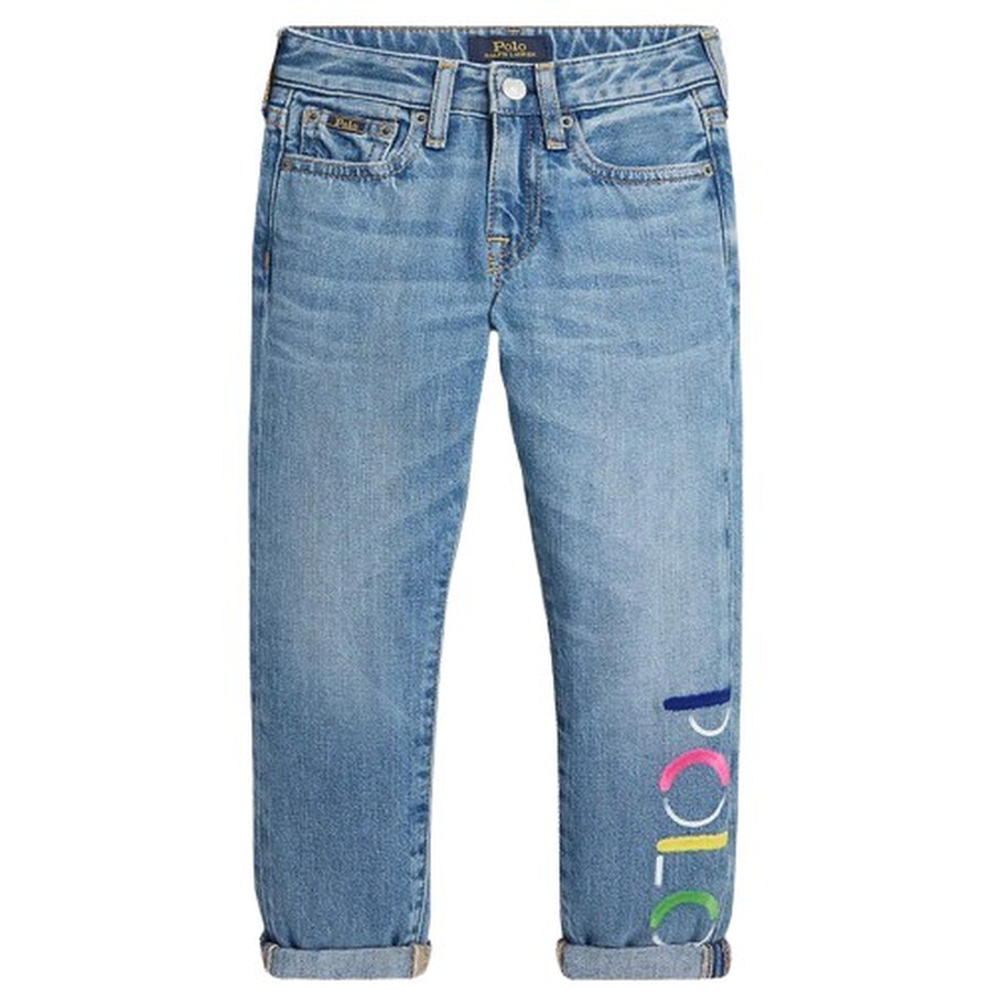 Polo Ralph Lauren Girls Slim Boyfriend Fit Logo Jeans