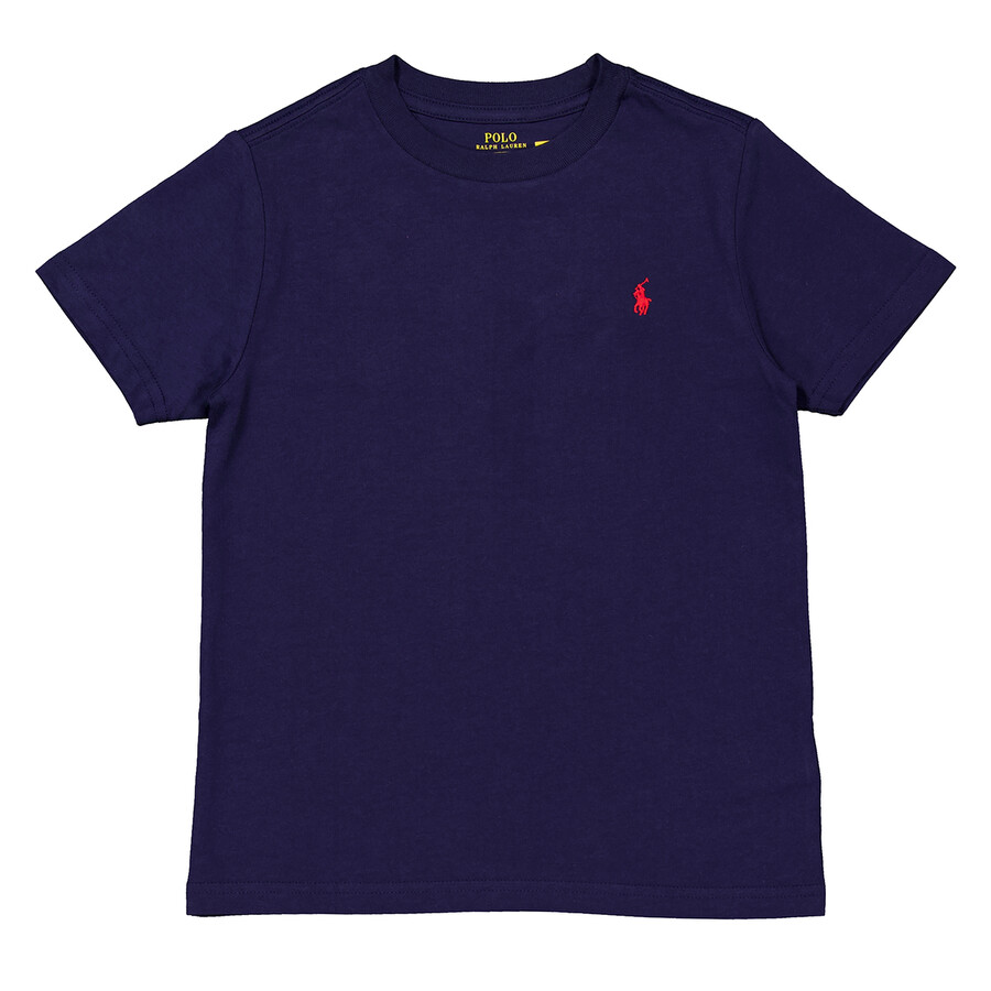 POLO RALPH LAUREN POLO RALPH LAUREN KIDS NAVY COTTON JERSEY SIGNATURE PONY T-SHIRT