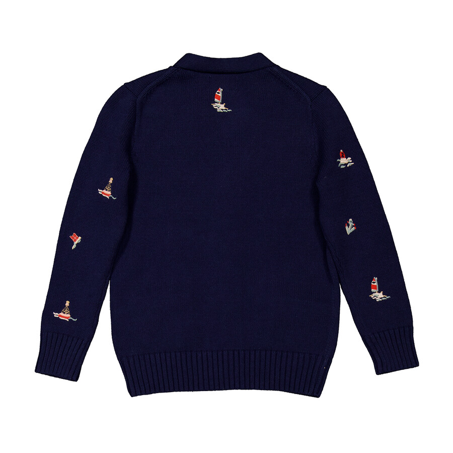 Polo Ralph Lauren ネイビーカーディガン S Polo Bear Mini-Cable Cotton Cardigan