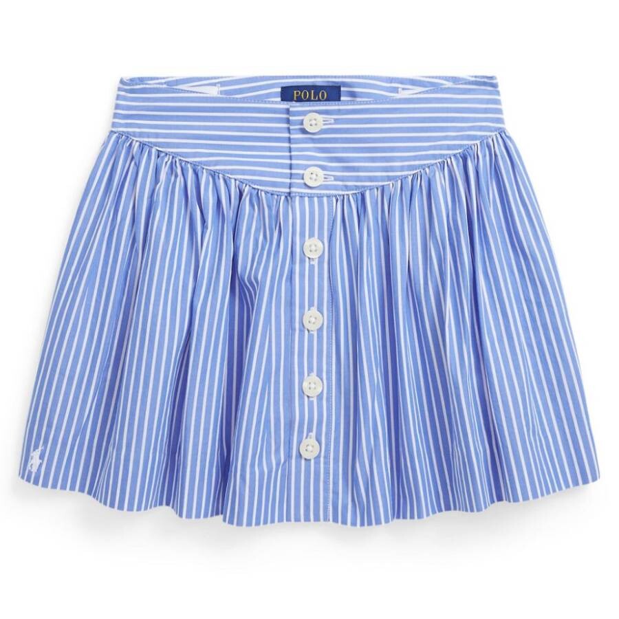 Kids Striped Logo-Embroidered Skirt