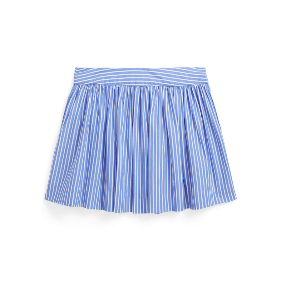 Polo Ralph Lauren Girls Embroidered Logo Striped Pattern Skirt In Blue