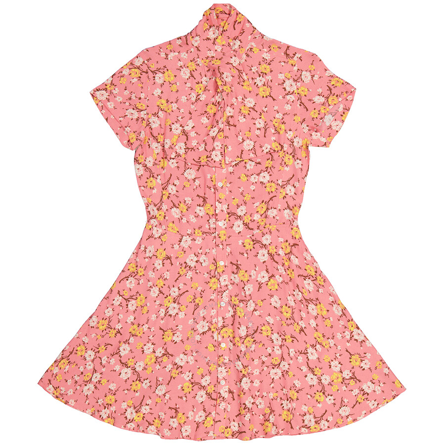 Polo Ralph Lauren Ladies Pink Floral Tie Neck Fit Flare Dress Brand Size 8 211753229001 Apparel Jomashop