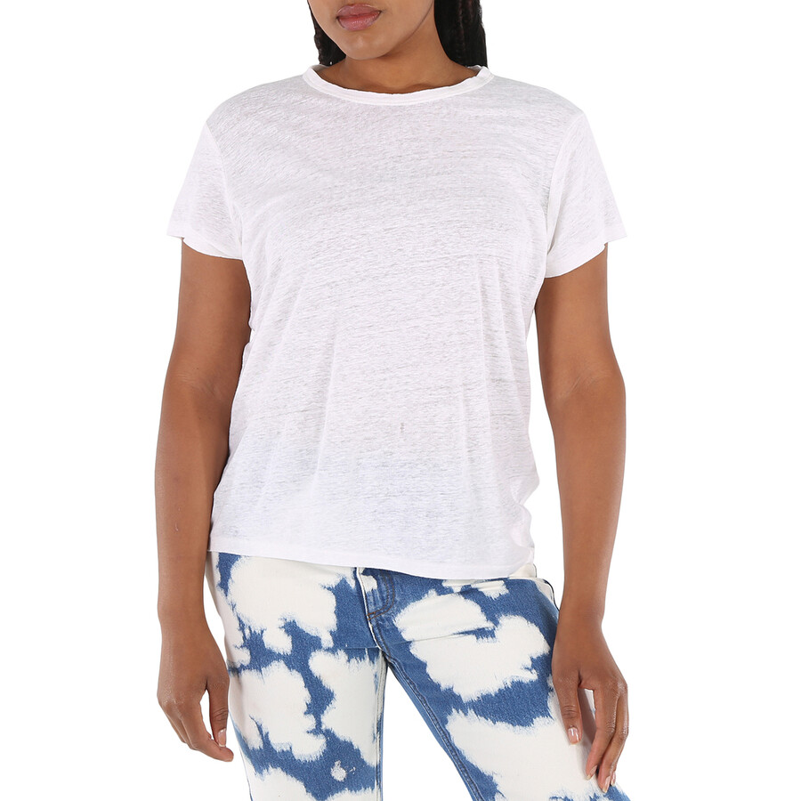 Ladies Short-sleeve Crewneck Linen T-shirt
