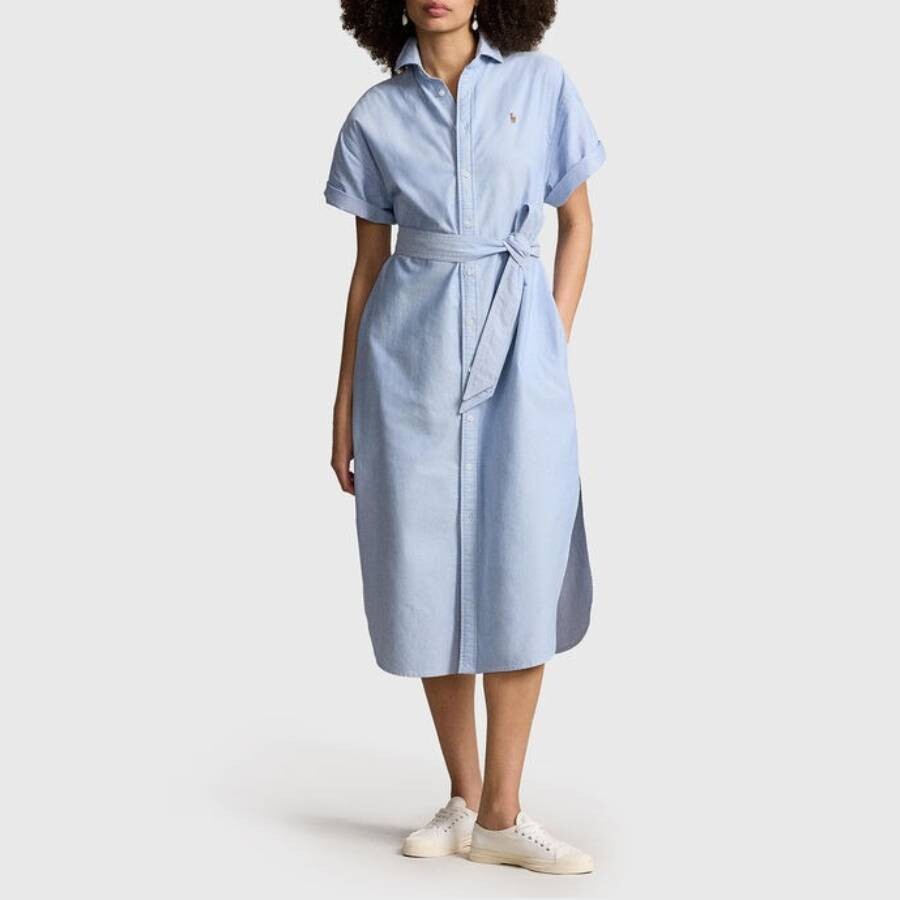 Polo Ralph Lauren Light Blue Chemisier Dress In Blue