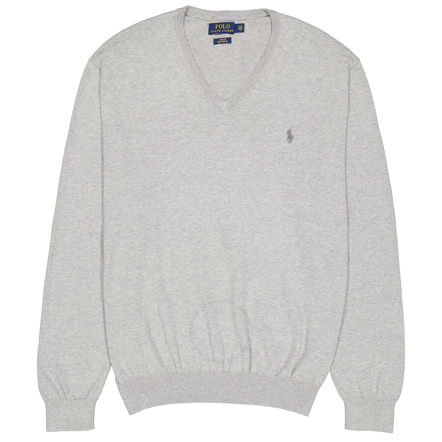 Polo Ralph Lauren Light Gray Classic-fit V-neck Pullover In Grey