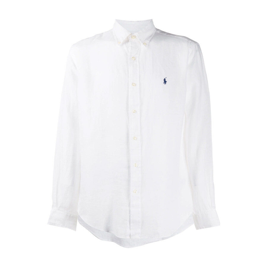 Linen Logo Embroidered Shirt, Size Large