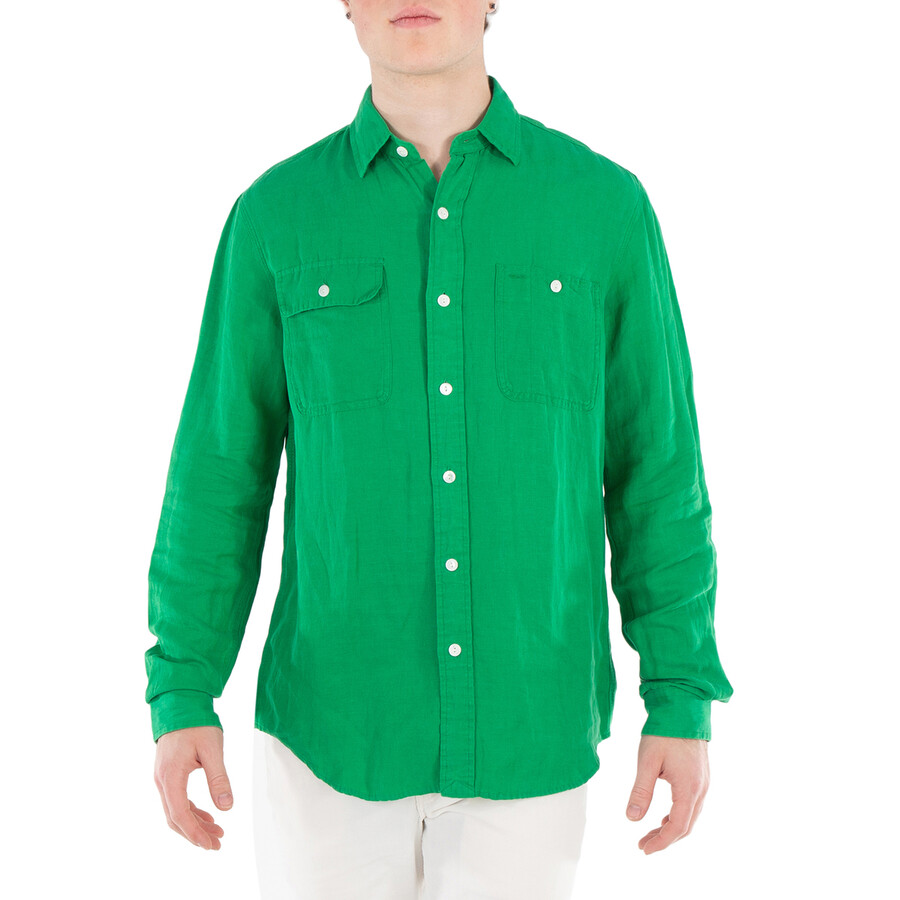 Linen-Blend Button-Up Shirt