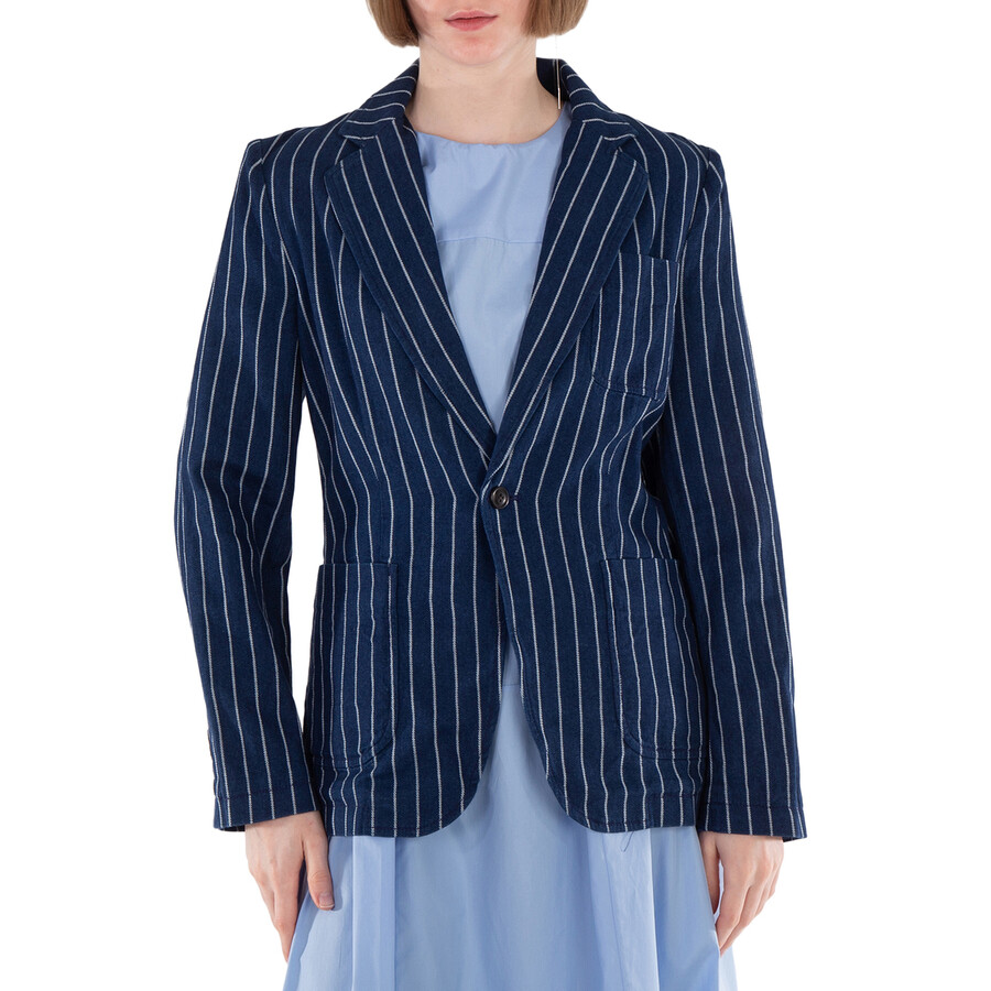 Linen-Cotton Pinstripe Blazer