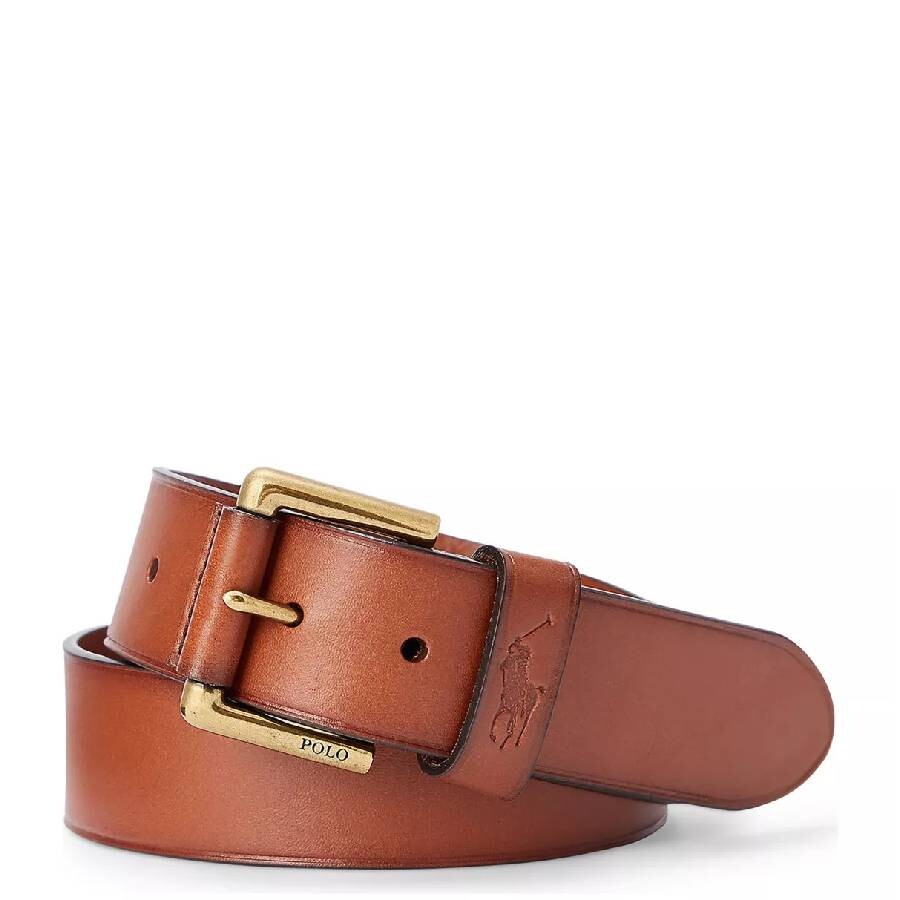 Logo Embossed Leather Belt, Size 34