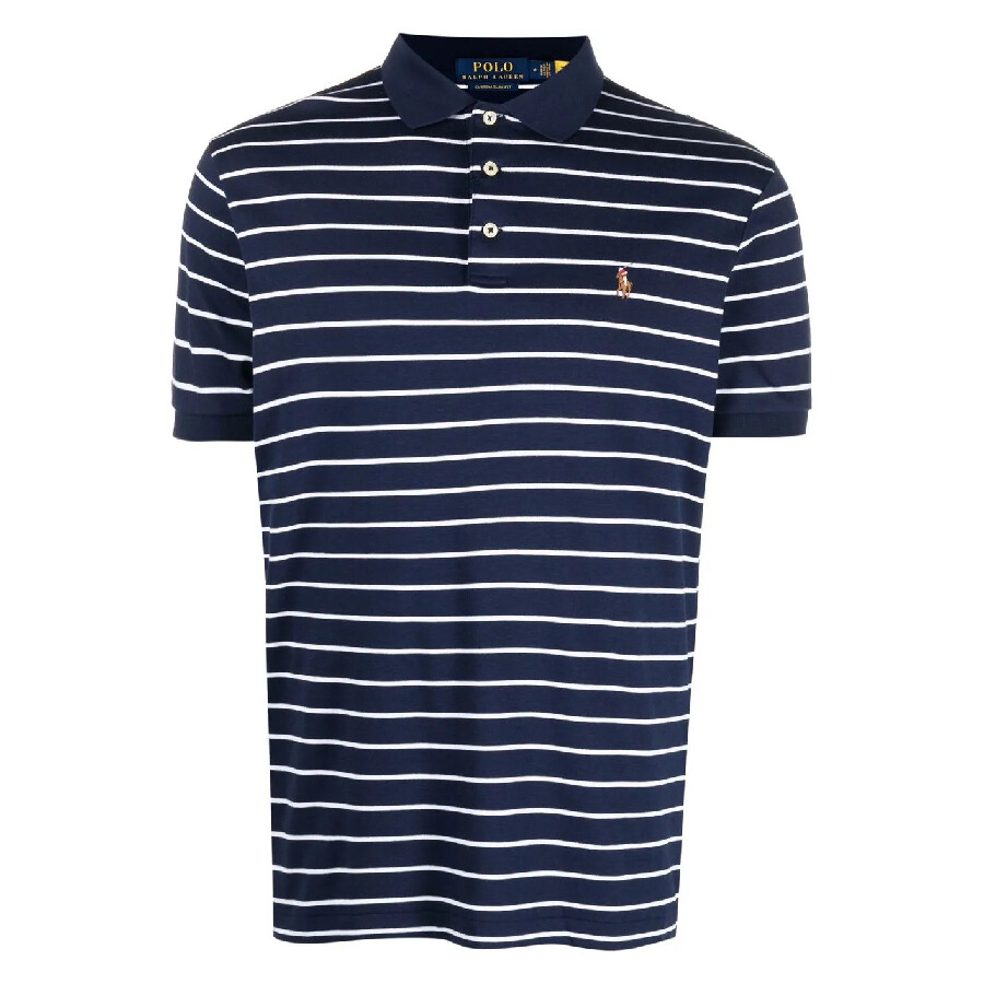 Logo Motif Stripe Pattern Polo Shirt, Size X-Large