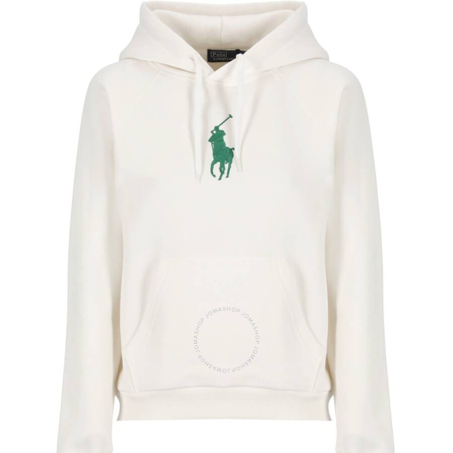 Polo Ralph Lauren Polo Pony Embroidered Drawstring Jersey Hoodie In White