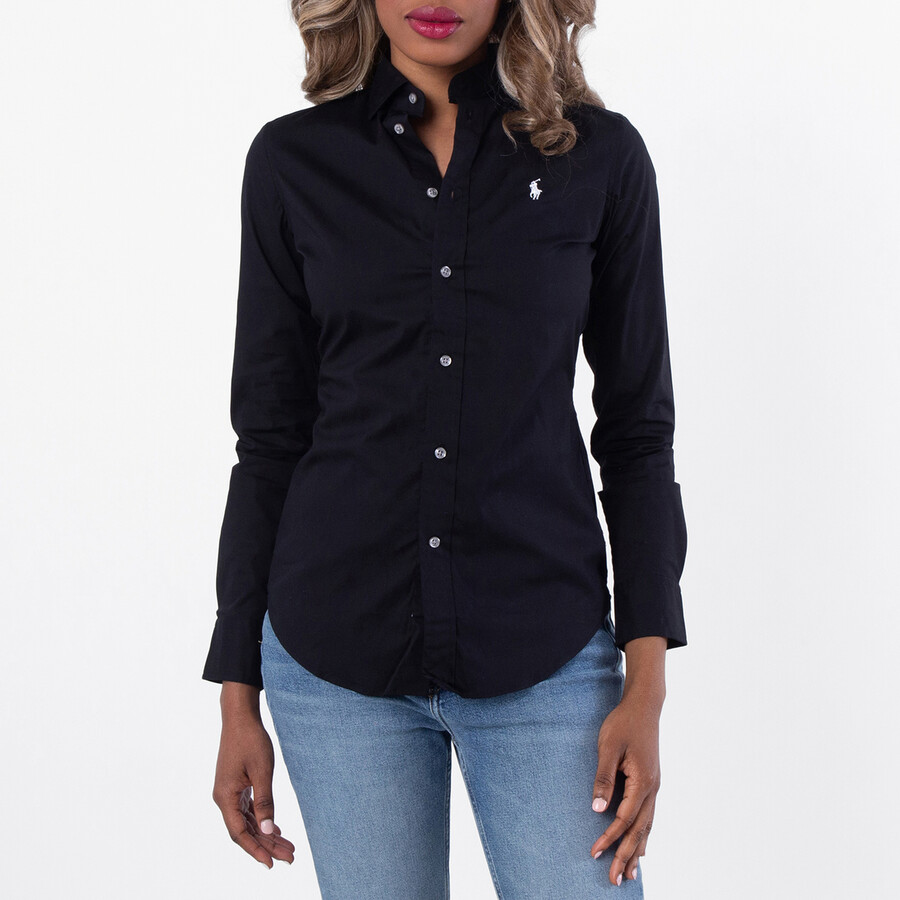 Long-Sleeve Strech Poplin Shirt, Size 2