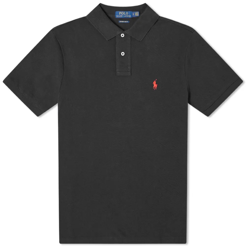 Polo Ralph Lauren Men's Black Custom Fit Polo In Gray