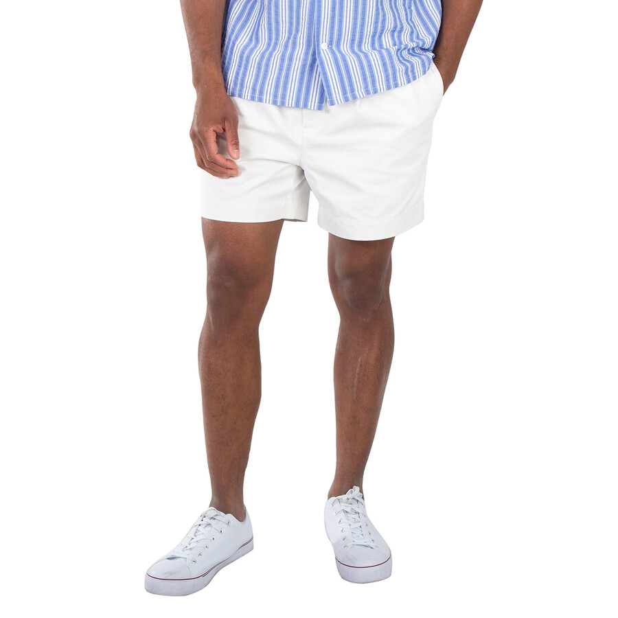 Men's White Mid-Rise Cotton Chino Shorts