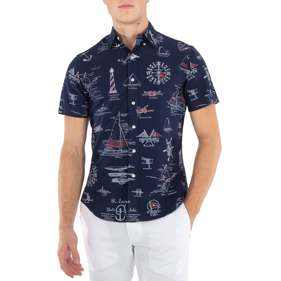 Polo Ralph Lauren Nautical-Print Oxford Shirt, Size Small