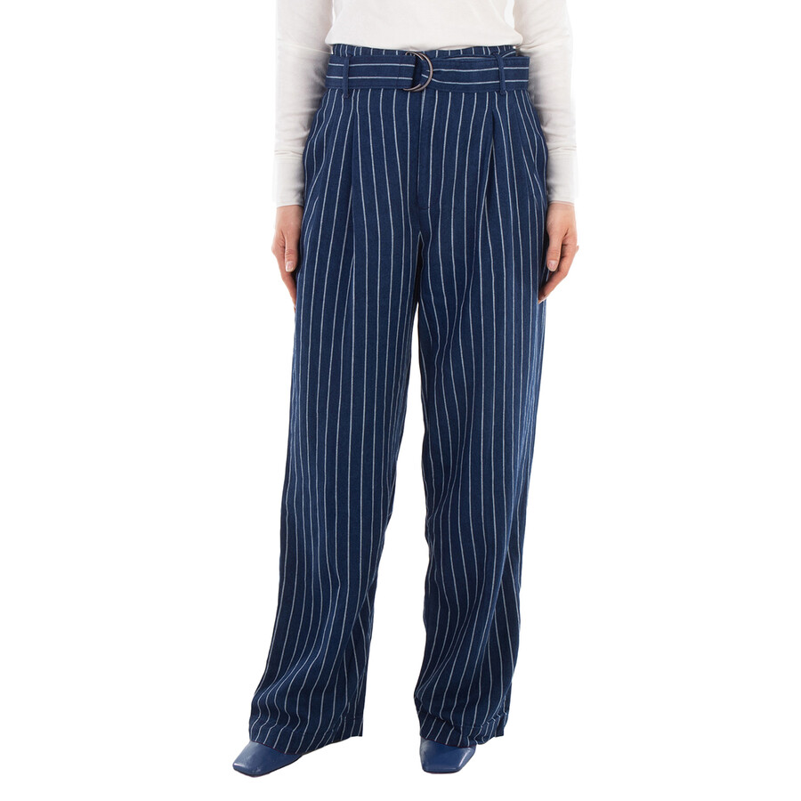 Pinstripe Wide-Leg Pants