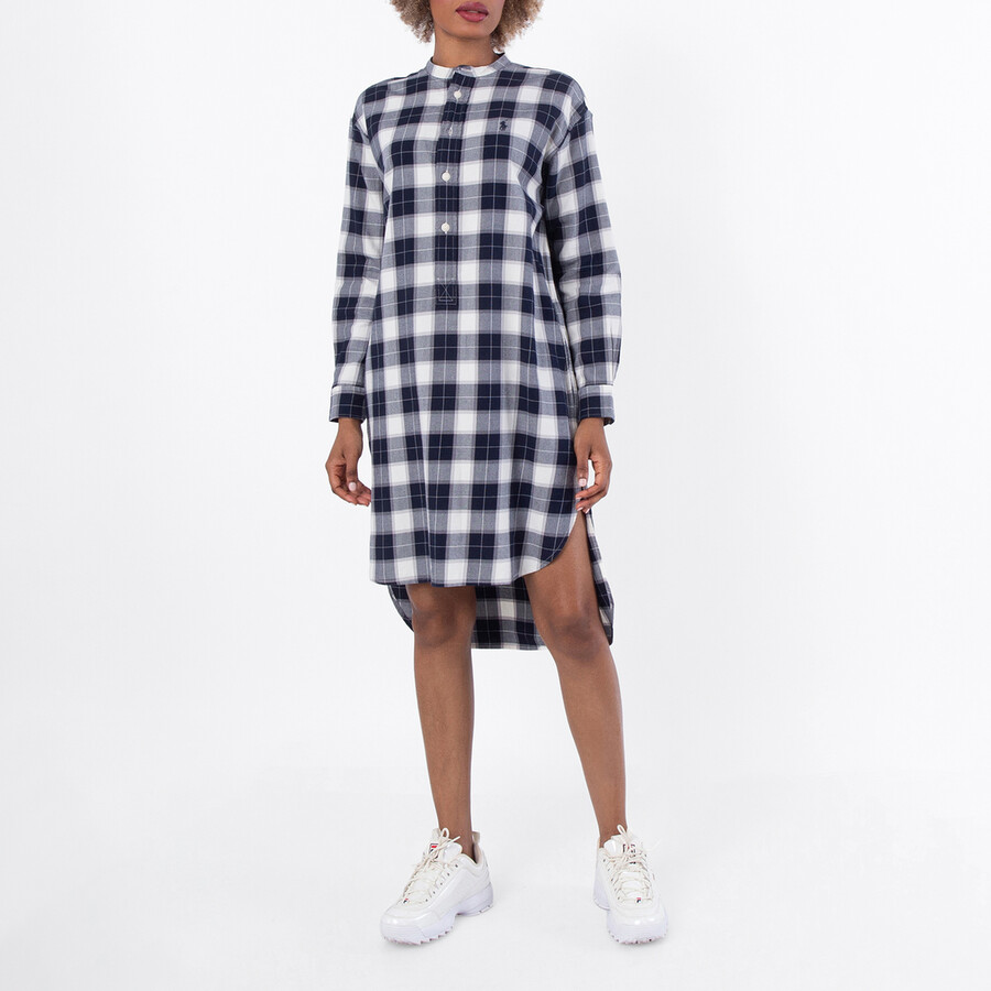 Plaid Cotton Twill Shirt Dress, Brand Size 4 ( US Size 0 )