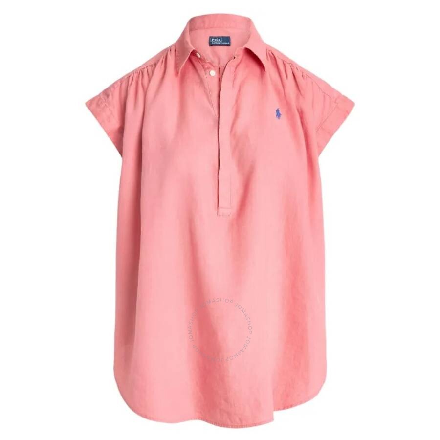Polo Ralph Lauren Polo Pony Linen Popover Shirt In Pink