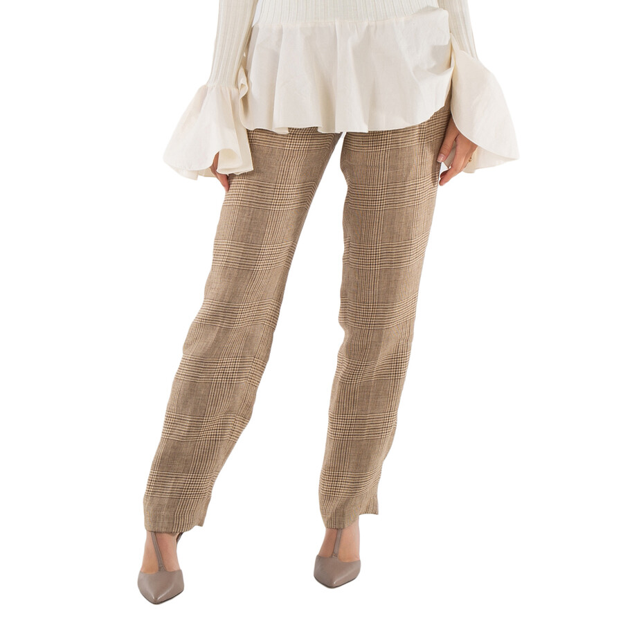 Prince Of Wales Check Linen Trousers