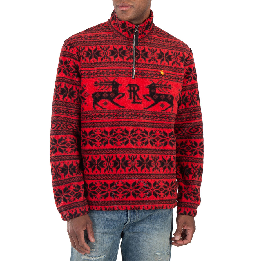 Polo Ralph Lauren Red Fair Isle Fleece Sweatshirt, Size