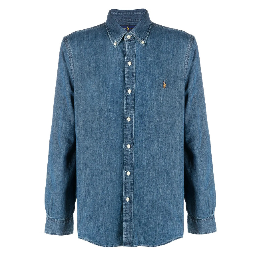 Slim Fit Long-sleeve Denim Shirt, Size Small