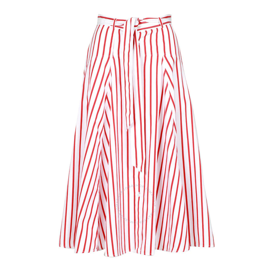 Polo Ralph Lauren Striped A-line Skirt With Belt In Red