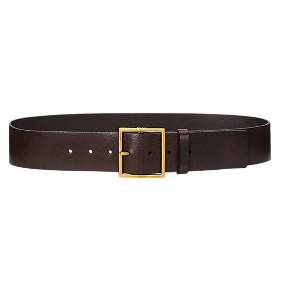 Wide Leather Square-Buckle Belt