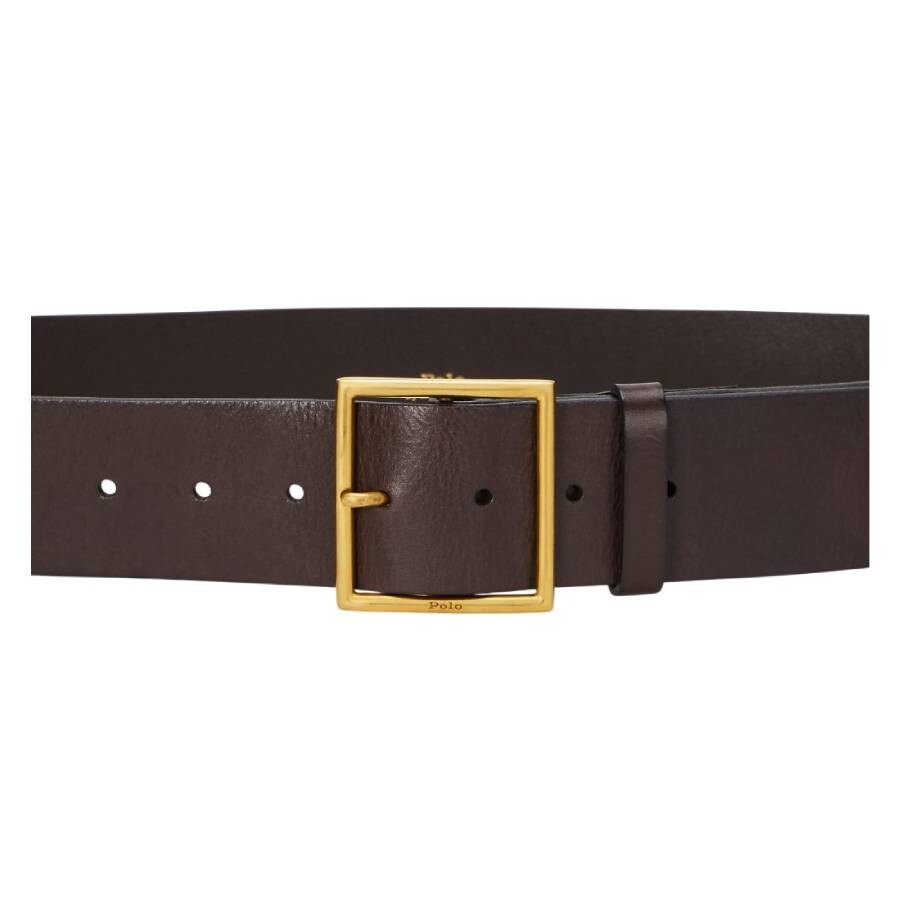 Polo Ralph Lauren Wide Leather Square-buckle Belt In Brown