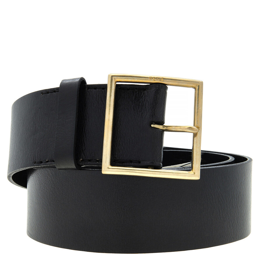 Wide Leather Square-Buckle Belt