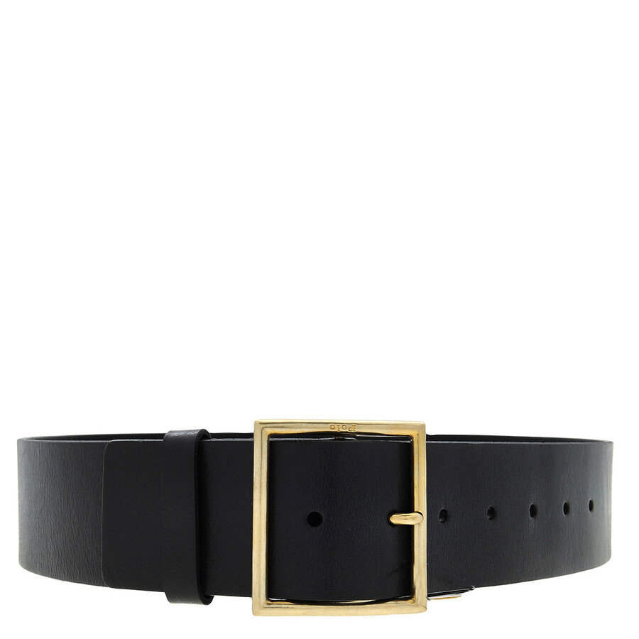 Polo Ralph Lauren Wide Leather Square-buckle Belt In Black