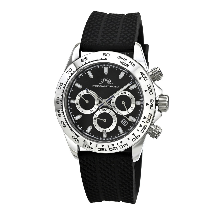 Porsamo Bleu Preston Sport Chronograph Quartz Black Dial Men's Watch 1037APRR