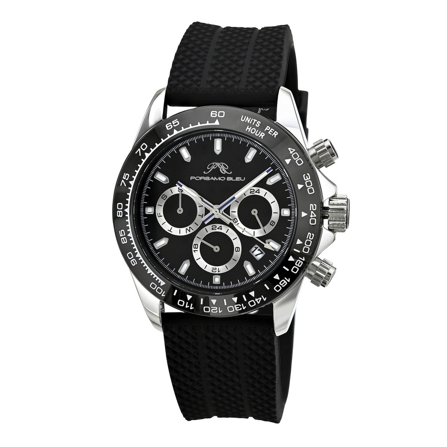 Porsamo Bleu Preston Sport Chronograph Quartz Black Dial Men's Watch 1037BPRR