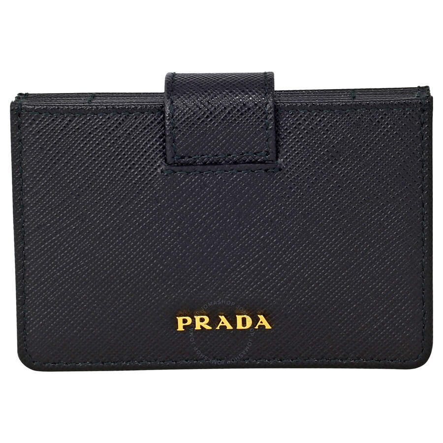 Prada Accordion Saffiano Leather Card Case Black 1MC211QWAF0002