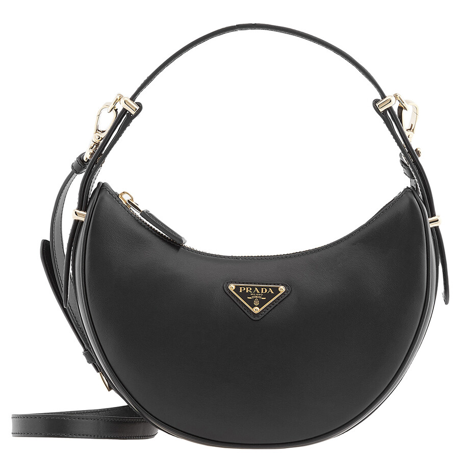 Prada Black Arque Re-nylon And Brushed Leather Hybrid Shoulder Bag