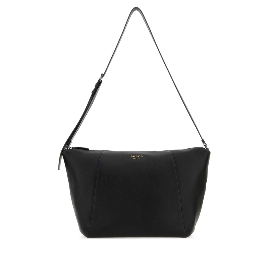 Prada Borsa A Tracolla In Pelle Nera Uomo In Black