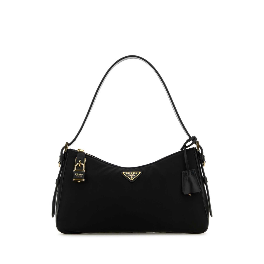 Prada Black Nylon Large Aime Shoulder Bag In Black